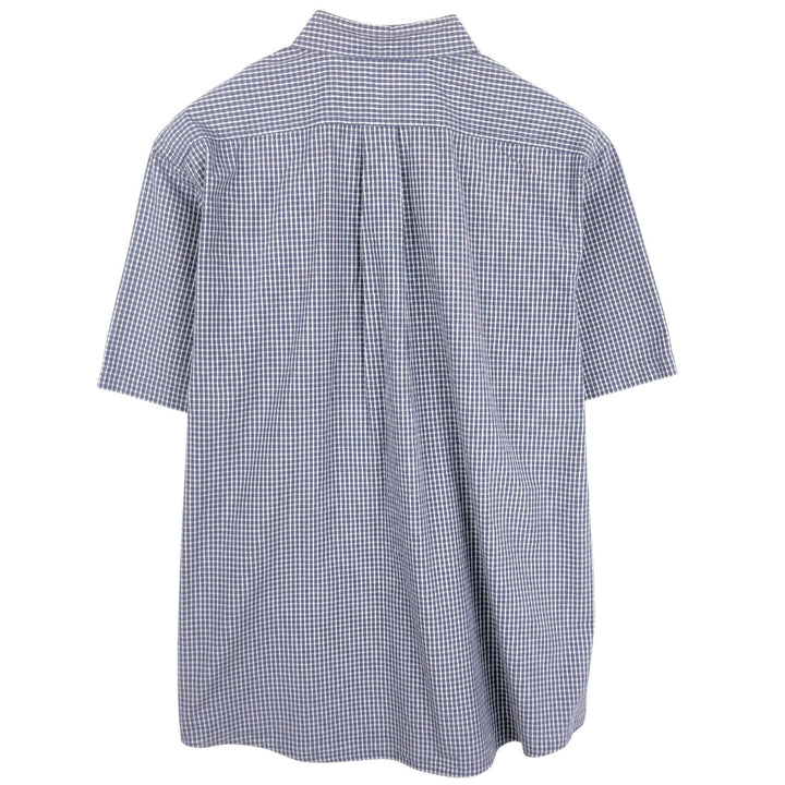 90'S LLBean Short-Sleeve Button-Down Check Shirt, Men's Size L (approx.), Vintage cotton blue type Vintage Second Hand