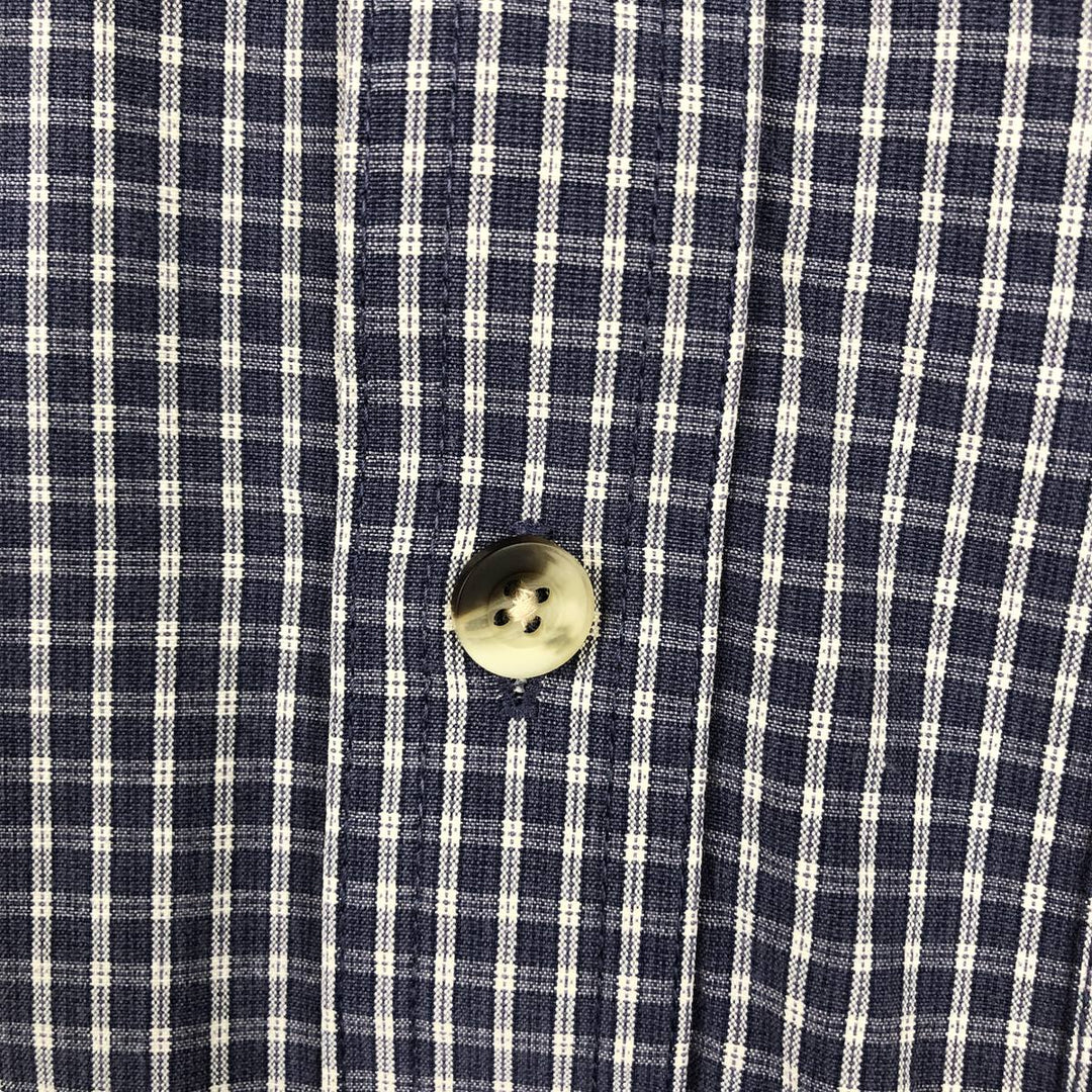 90'S LLBean Short-Sleeve Button-Down Check Shirt, Men's Size L (approx.), Vintage cotton blue type Vintage Second Hand