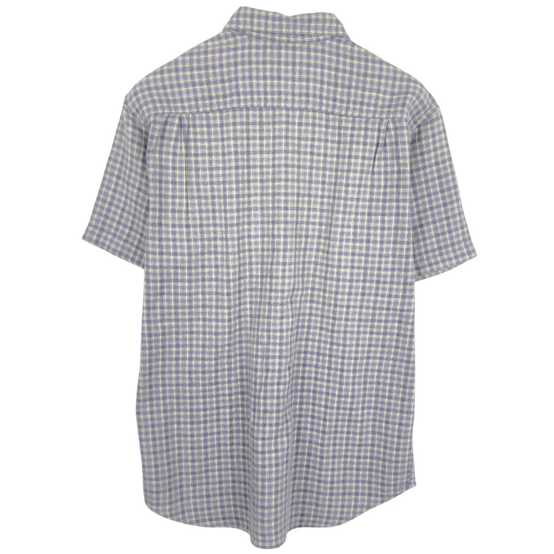 ~90'S LLBean COOL WEAVE Short-Sleeve Cotton Check Shirt, Men's Size M (Equivalent), Vintage cotton Purple type blue-purple Vintage Second Hand
