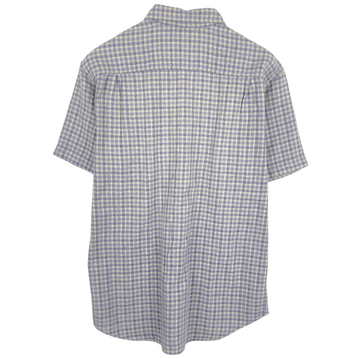 ~90'S LLBean COOL WEAVE Short-Sleeve Cotton Check Shirt, Men's Size M (Equivalent), Vintage cotton Purple type blue-purple Vintage Second Hand