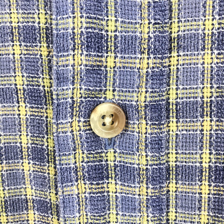 ~90'S LLBean COOL WEAVE Short-Sleeve Cotton Check Shirt, Men's Size M (Equivalent), Vintage cotton Purple type blue-purple Vintage Second Hand
