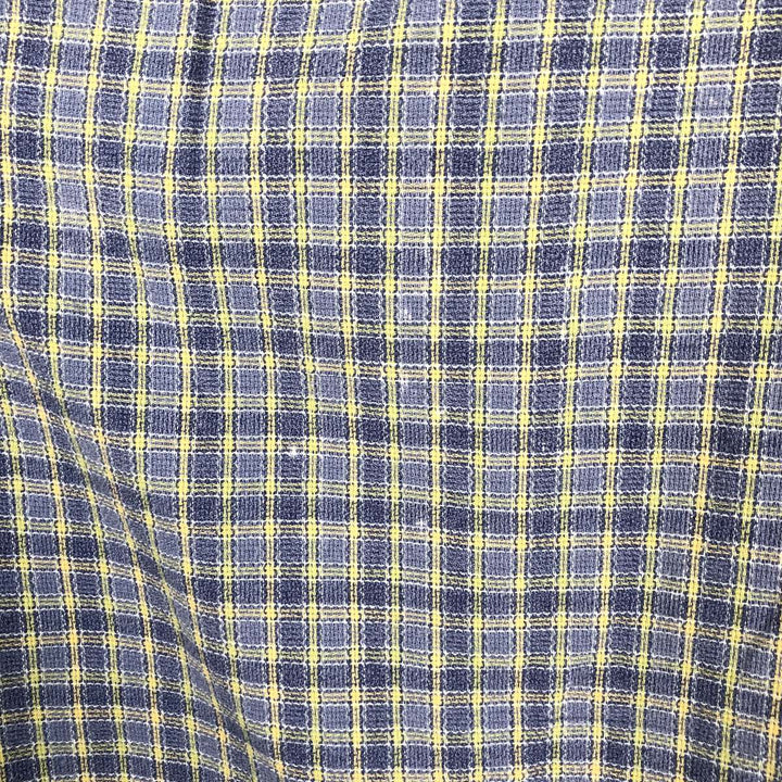 ~90'S LLBean COOL WEAVE Short-Sleeve Cotton Check Shirt, Men's Size M (Equivalent), Vintage cotton Purple type blue-purple Vintage Second Hand