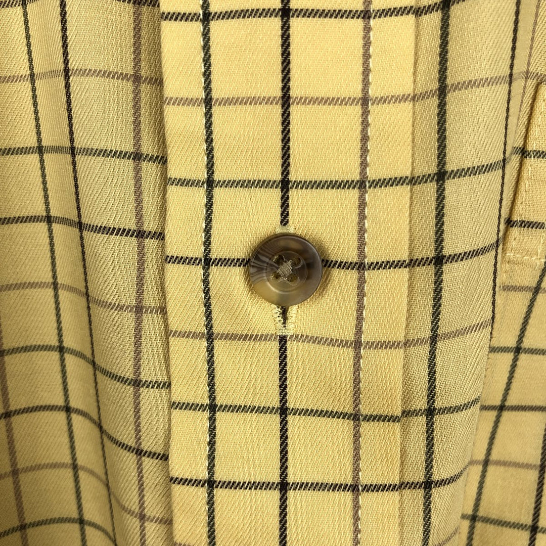 90s-00'S L.L.Bean WRINKLE RESISTANT Short-Sleeve Button-Down Check Shirt, Men's Size L (approx.) cotton yellow type Vintage Second Hand