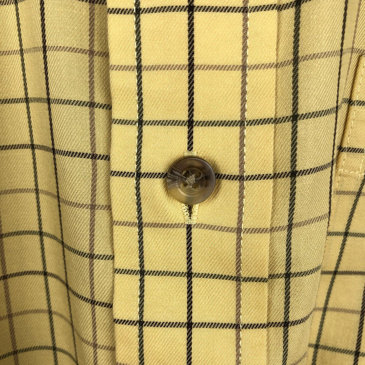 90s-00'S L.L.Bean WRINKLE RESISTANT Short-Sleeve Button-Down Check Shirt, Men's Size L (approx.) cotton yellow type Vintage Second Hand
