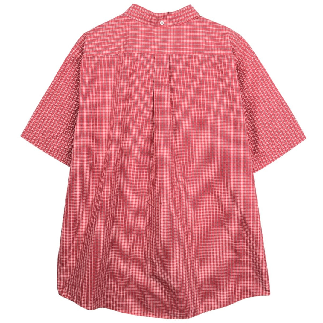90s-00'S L.L.Bean WRINKLE RESISTANT Short-Sleeve Button-Down Check Shirt, Men's Size XL (approx.) cotton red type Vintage Second Hand