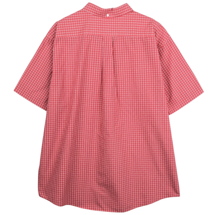 90s-00'S L.L.Bean WRINKLE RESISTANT Short-Sleeve Button-Down Check Shirt, Men's Size XL (approx.) cotton red type Vintage Second Hand
