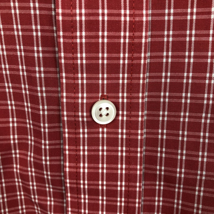 90s-00'S L.L.Bean WRINKLE RESISTANT Short-Sleeve Button-Down Check Shirt, Men's Size XL (approx.) cotton red type Vintage Second Hand