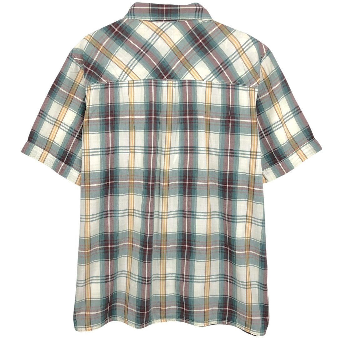 The North Face Short-Sleeve Check Shirt, Boxy Shirt, Men's Size M (approx.) cotton Beige type Vintage Second Hand