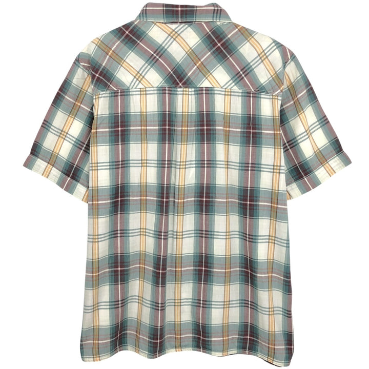 The North Face Short-Sleeve Check Shirt, Boxy Shirt, Men's Size M (approx.) cotton Beige type Vintage Second Hand