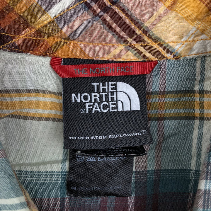 The North Face Short-Sleeve Check Shirt, Boxy Shirt, Men's Size M (approx.) cotton Beige type Vintage Second Hand