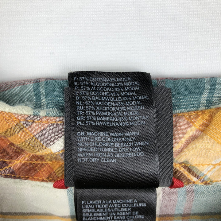 The North Face Short-Sleeve Check Shirt, Boxy Shirt, Men's Size M (approx.) cotton Beige type Vintage Second Hand