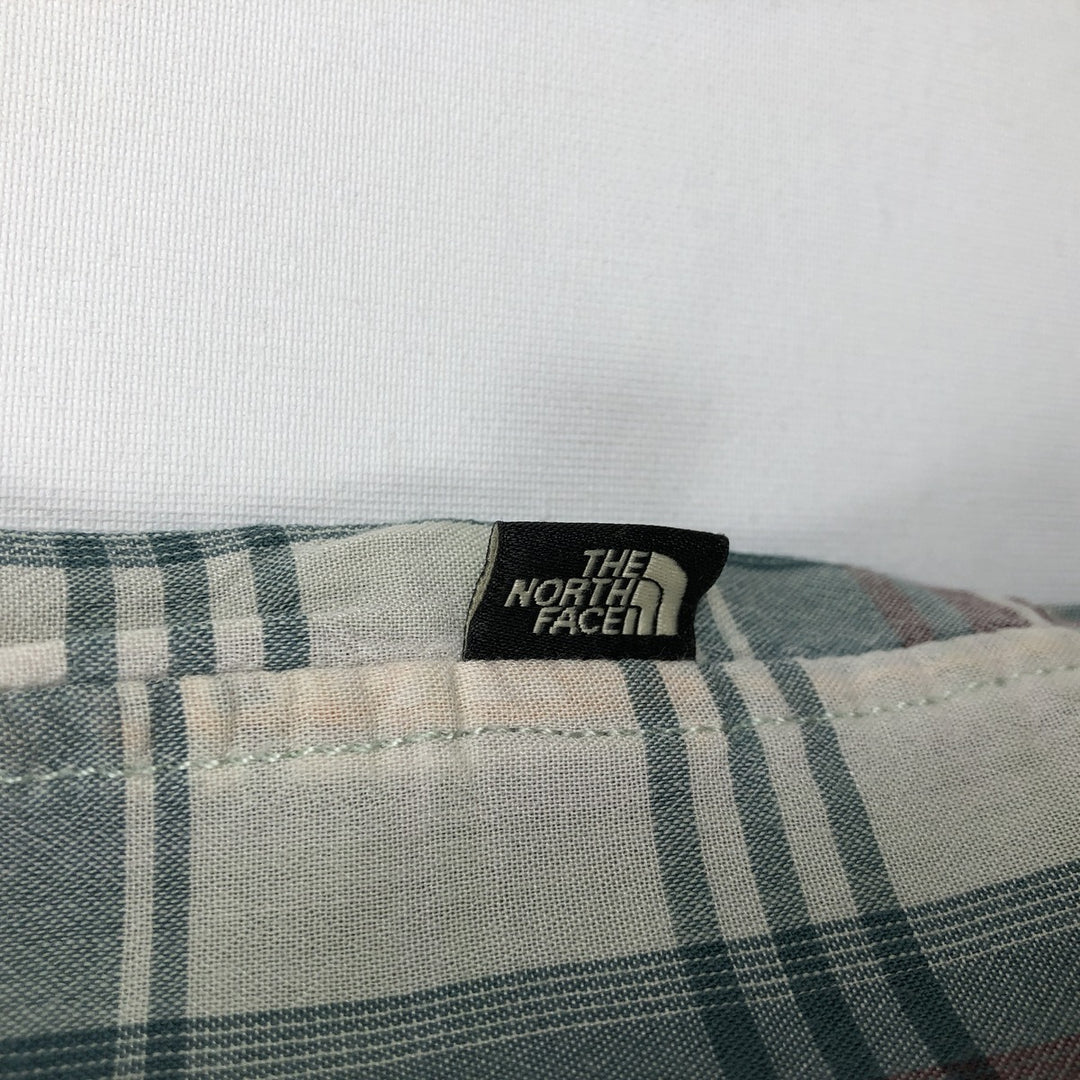 The North Face Short-Sleeve Check Shirt, Boxy Shirt, Men's Size M (approx.) cotton Beige type Vintage Second Hand