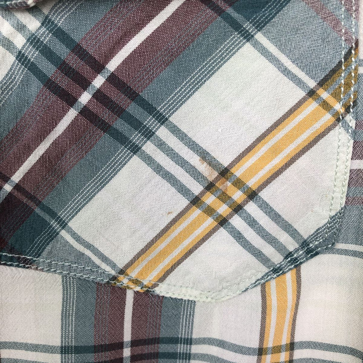 The North Face Short-Sleeve Check Shirt, Boxy Shirt, Men's Size M (approx.) cotton Beige type Vintage Second Hand