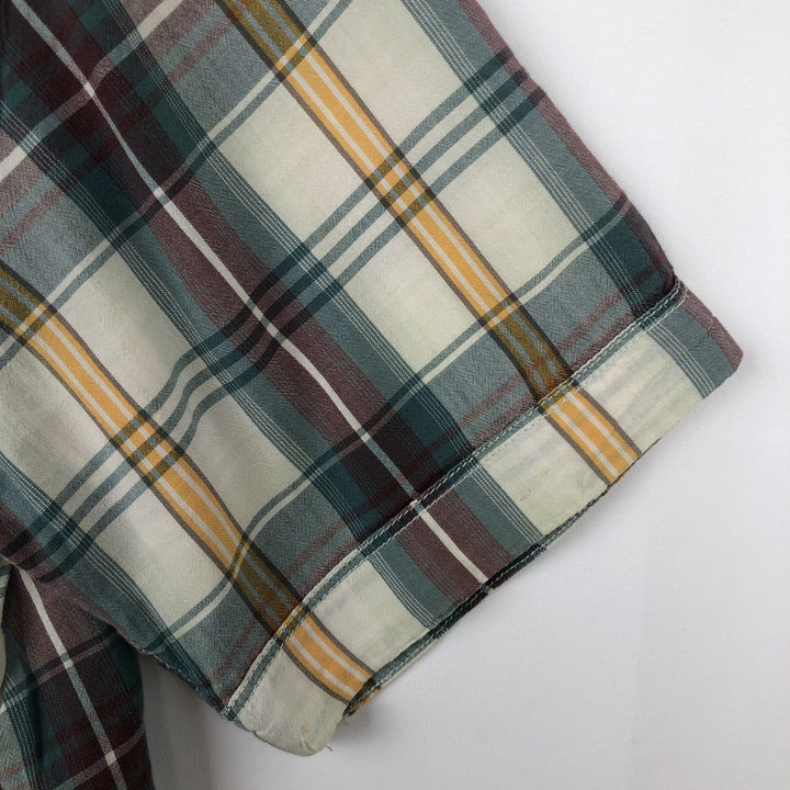 The North Face Short-Sleeve Check Shirt, Boxy Shirt, Men's Size M (approx.) cotton Beige type Vintage Second Hand