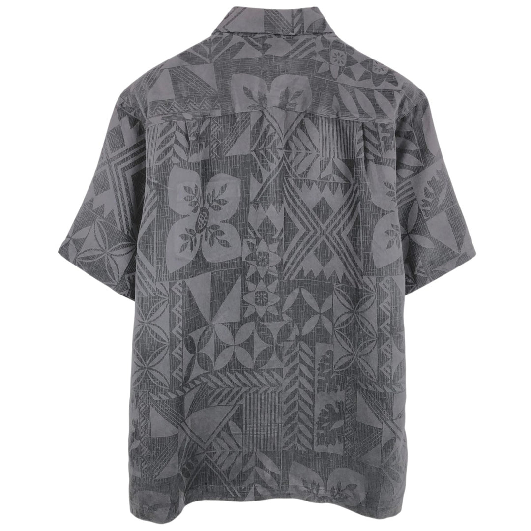 QUIKSILVER All-over print short-sleeved rayon shirt, men's size M, boxy shirt. Rayon Charcoal Vintage Second Hand