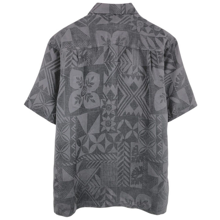 QUIKSILVER All-over print short-sleeved rayon shirt, men's size M, boxy shirt. Rayon Charcoal Vintage Second Hand