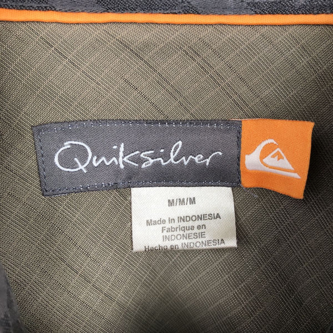 QUIKSILVER All-over print short-sleeved rayon shirt, men's size M, boxy shirt. Rayon Charcoal Vintage Second Hand