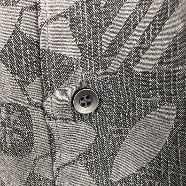 QUIKSILVER All-over print short-sleeved rayon shirt, men's size M, boxy shirt. Rayon Charcoal Vintage Second Hand