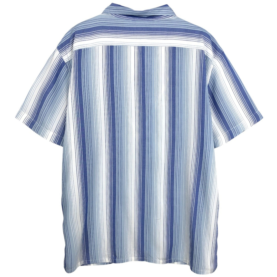 Levi's Stripe Pattern Multi-Stripe Short-Sleeve Open Collar Rayon Shirt, Boxy Fit, Men's Size L (approx.) Viscose blue type Vintage Second Hand