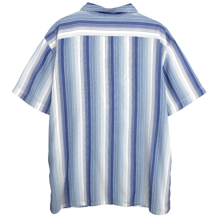 Levi's Stripe Pattern Multi-Stripe Short-Sleeve Open Collar Rayon Shirt, Boxy Fit, Men's Size L (approx.) Viscose blue type Vintage Second Hand