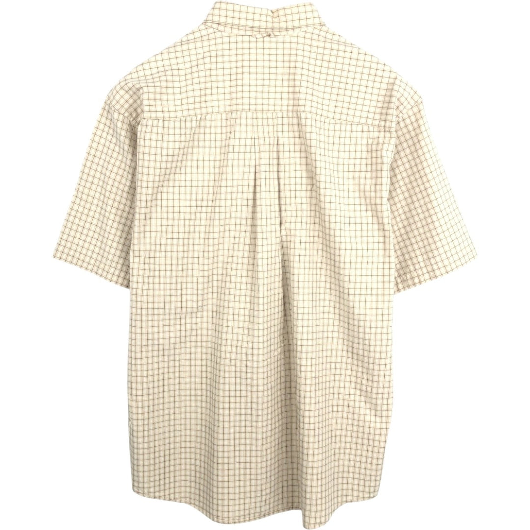 90s-00'S Timberland WEATHERGEAR Short-Sleeve Button-Down Check Shirt, Men's Size M (approx.), Vintage cotton Beige type Vintage Second Hand