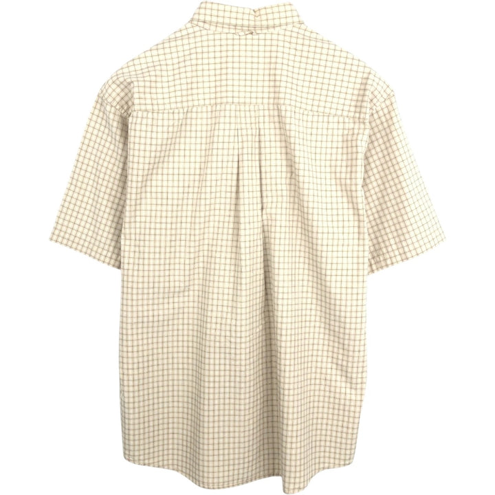 90s-00'S Timberland WEATHERGEAR Short-Sleeve Button-Down Check Shirt, Men's Size M (approx.), Vintage cotton Beige type Vintage Second Hand