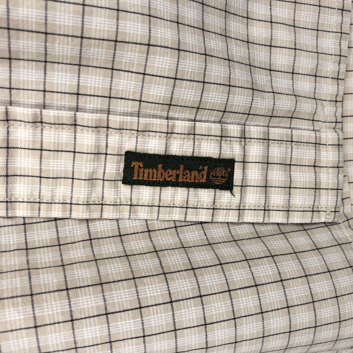 90s-00'S Timberland WEATHERGEAR Short-Sleeve Button-Down Check Shirt, Men's Size M (approx.), Vintage cotton Beige type Vintage Second Hand