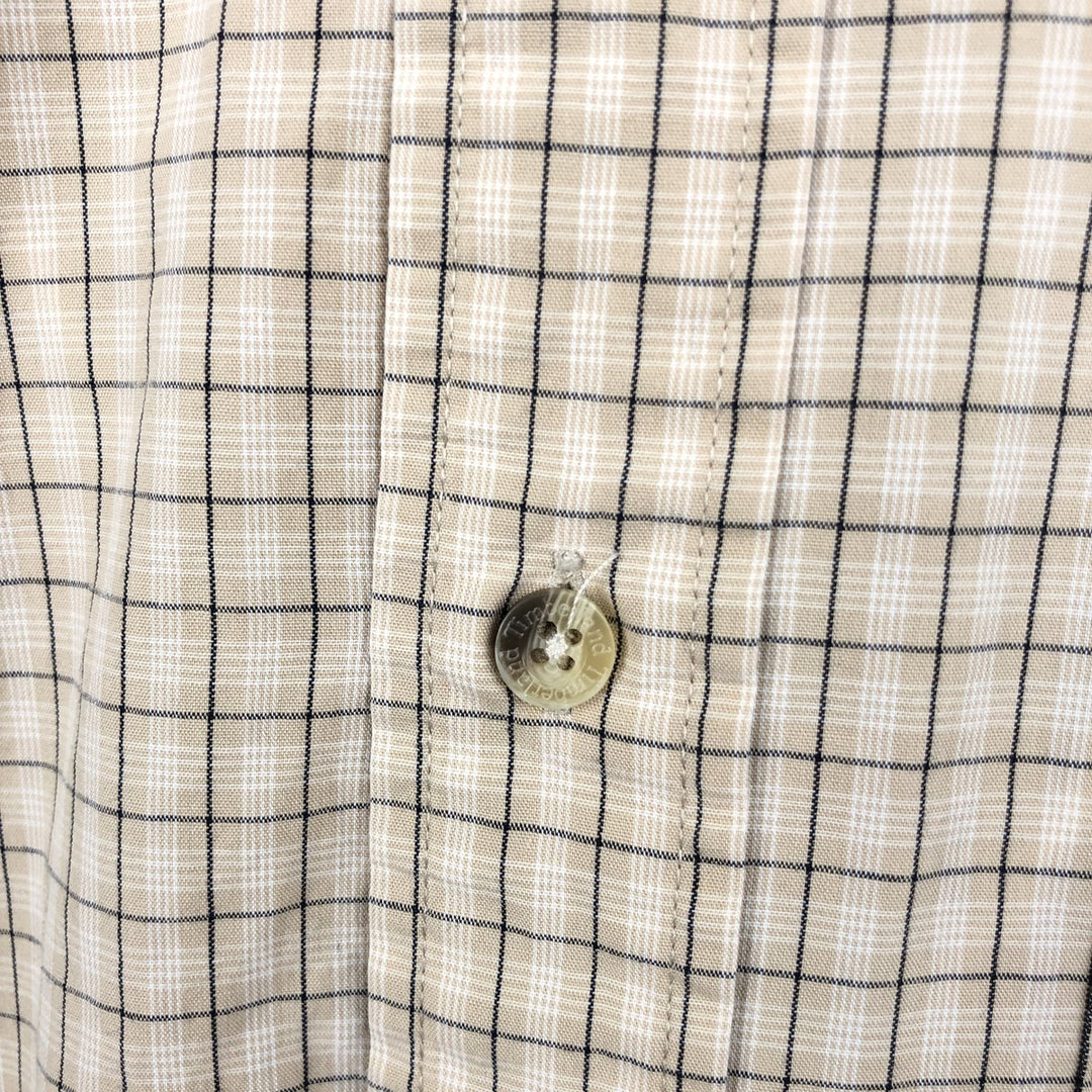 90s-00'S Timberland WEATHERGEAR Short-Sleeve Button-Down Check Shirt, Men's Size M (approx.), Vintage cotton Beige type Vintage Second Hand