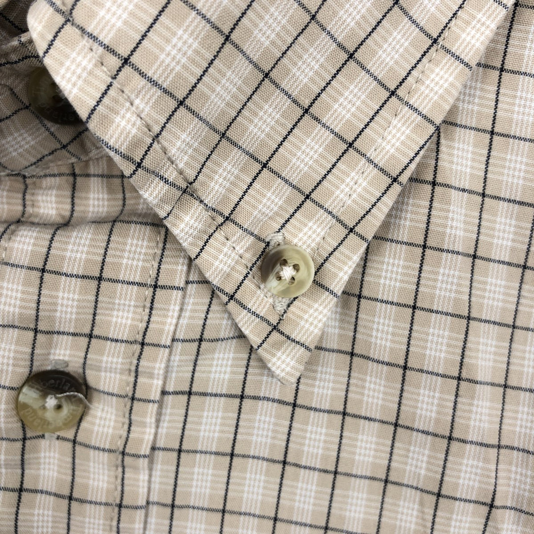 90s-00'S Timberland WEATHERGEAR Short-Sleeve Button-Down Check Shirt, Men's Size M (approx.), Vintage cotton Beige type Vintage Second Hand