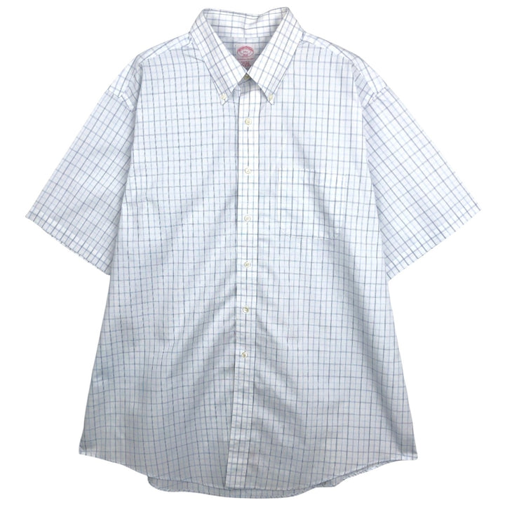 Brooks Brothers 346 short sleeve button down check shirt, men's size XL cotton white type Vintage Second Hand