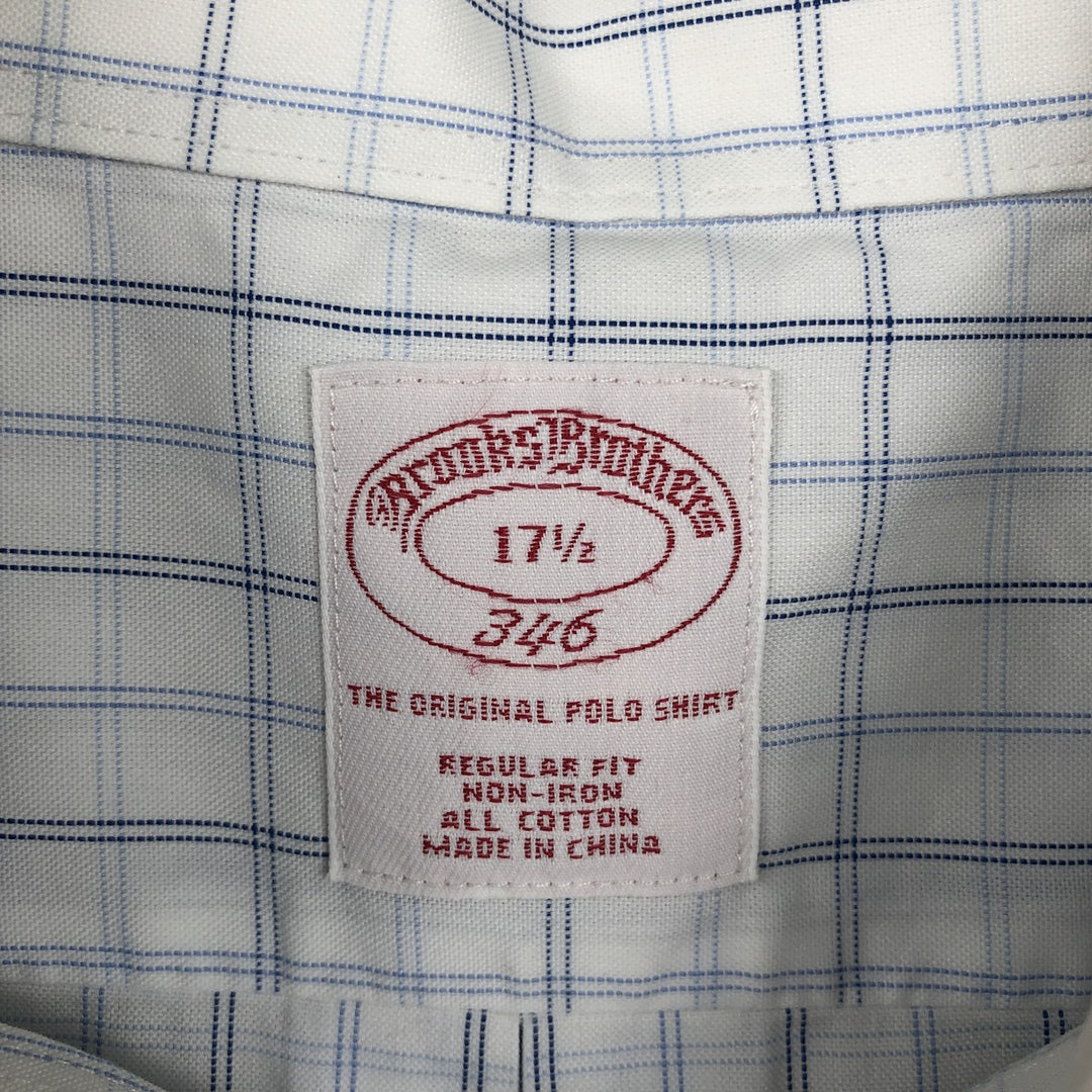 Brooks Brothers 346 short sleeve button down check shirt, men's size XL cotton white type Vintage Second Hand