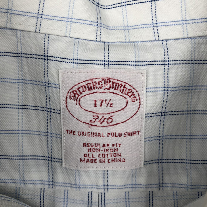 Brooks Brothers 346 short sleeve button down check shirt, men's size XL cotton white type Vintage Second Hand