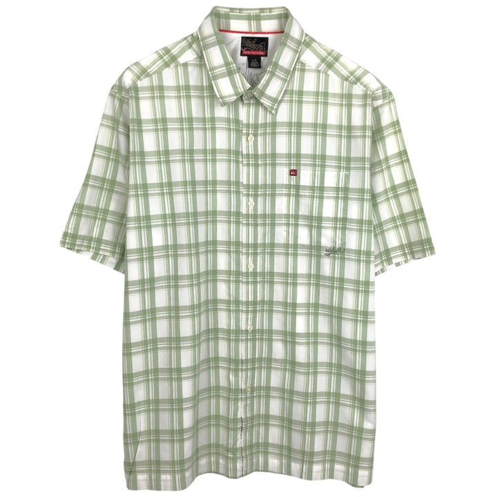 90s-00'S QUIKSILVER Check Pattern Short-Sleeve Cotton x Rayon Box Shirt, Men's Size L (approx.) Rayon white type Vintage Second Hand