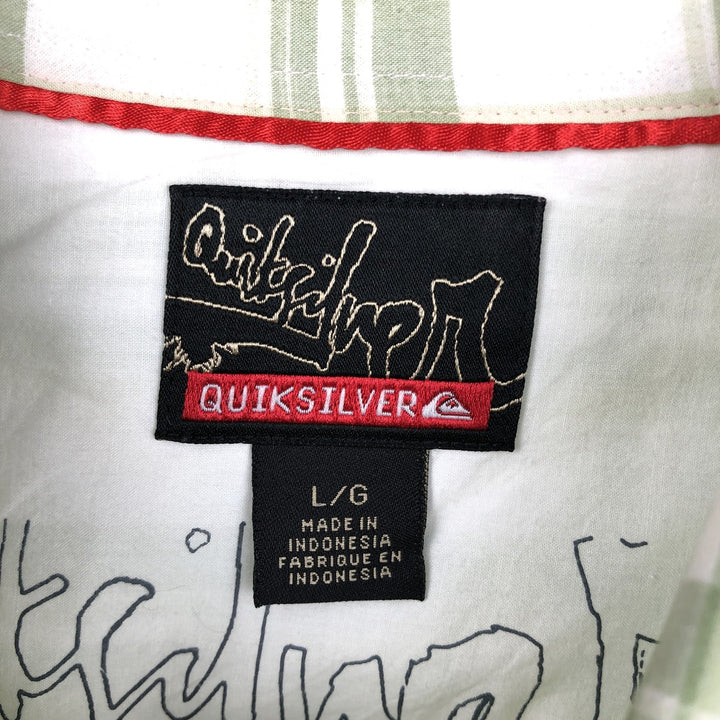 90s-00'S QUIKSILVER Check Pattern Short-Sleeve Cotton x Rayon Box Shirt, Men's Size L (approx.) Rayon white type Vintage Second Hand