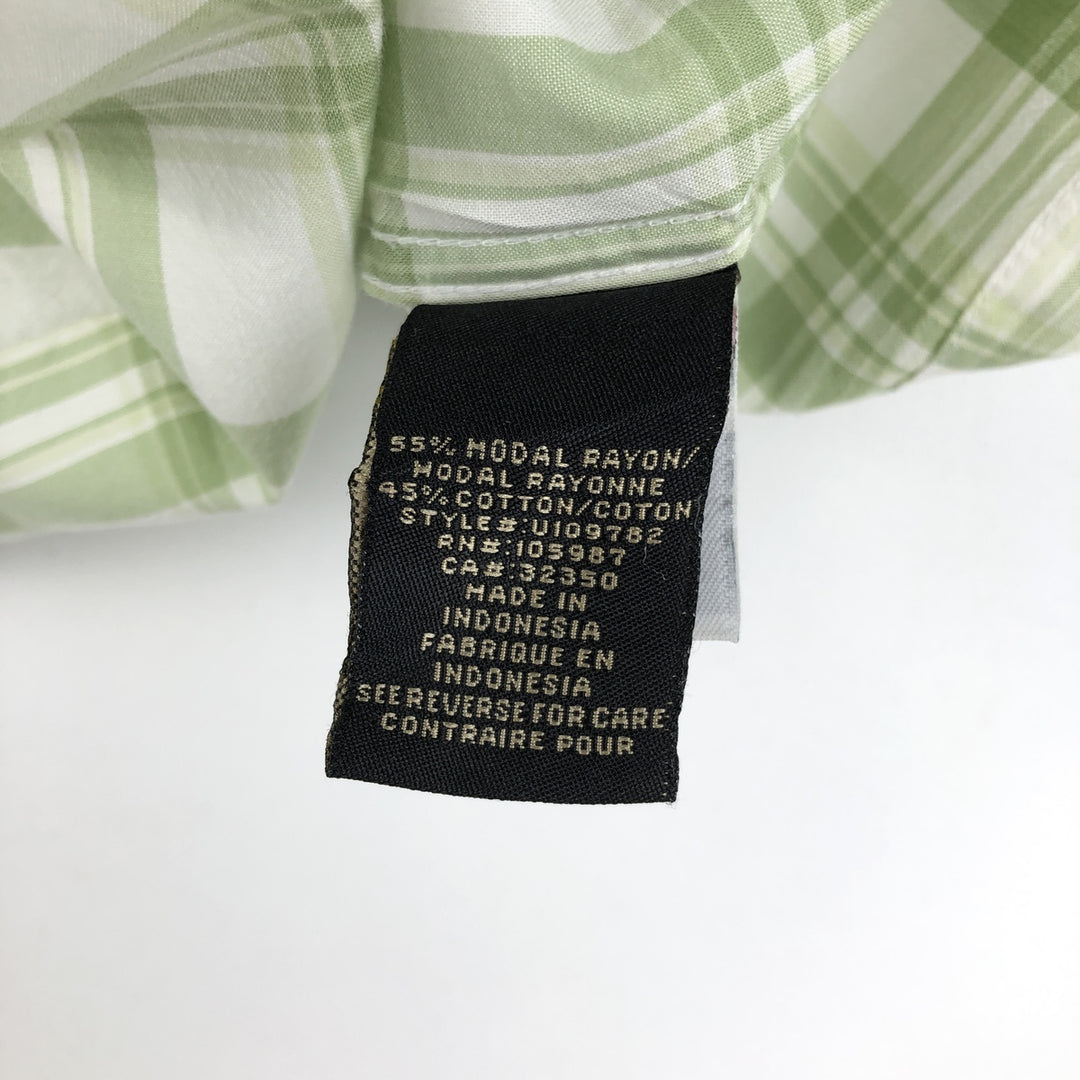 90s-00'S QUIKSILVER Check Pattern Short-Sleeve Cotton x Rayon Box Shirt, Men's Size L (approx.) Rayon white type Vintage Second Hand