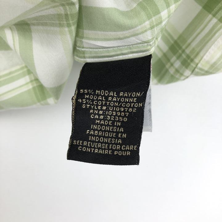 90s-00'S QUIKSILVER Check Pattern Short-Sleeve Cotton x Rayon Box Shirt, Men's Size L (approx.) Rayon white type Vintage Second Hand