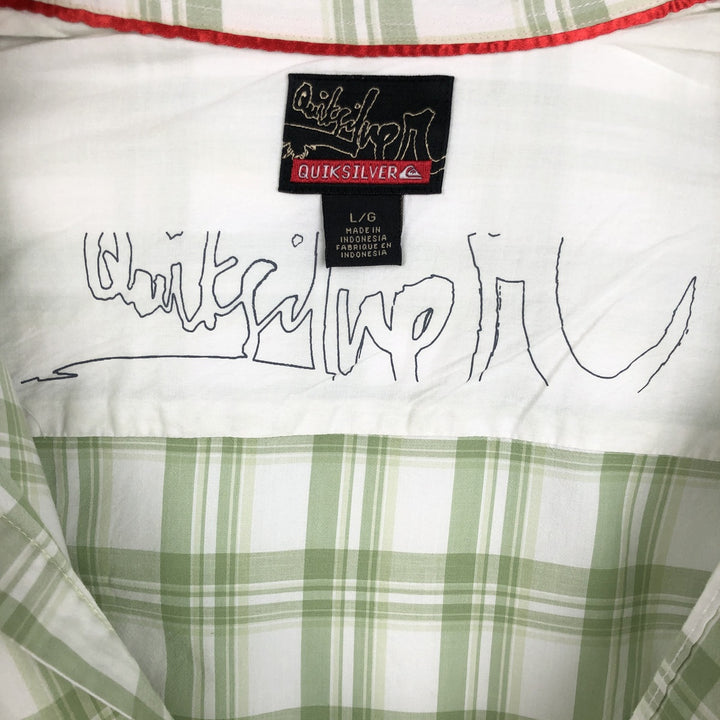 90s-00'S QUIKSILVER Check Pattern Short-Sleeve Cotton x Rayon Box Shirt, Men's Size L (approx.) Rayon white type Vintage Second Hand