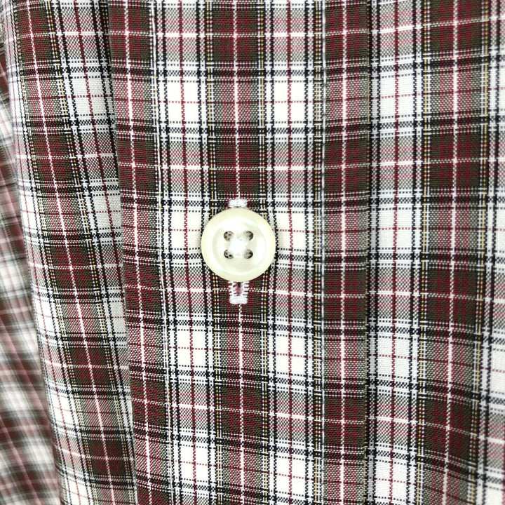 LLBean Short-Sleeve Button-Down Check Shirt, Men's Size M (approx.) cotton red type Vintage Second Hand