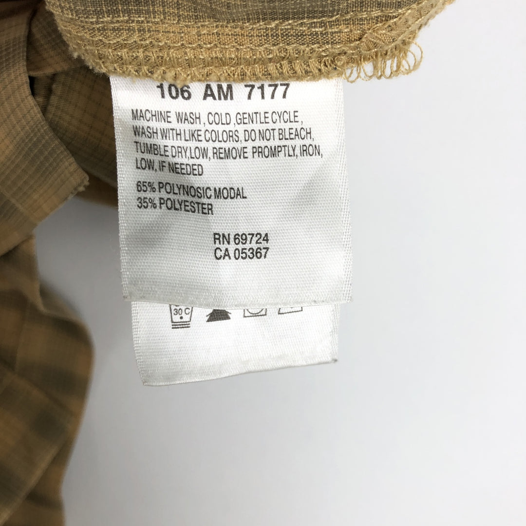 Columbia Short-Sleeve Open-Collar Polyester Box Shirt (Men's Size L) Polynosic ocher yellow type Vintage Second Hand