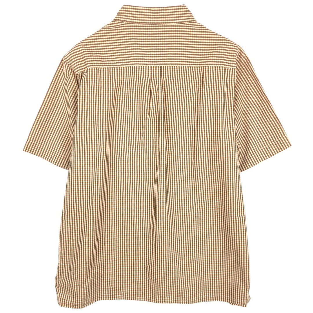 90'S Calvin Klein Jeans Short-Sleeve Cotton Check Shirt, Boxy Shirt, Men's Size XL (Equivalent), Vintage cotton brown type Vintage Second Hand