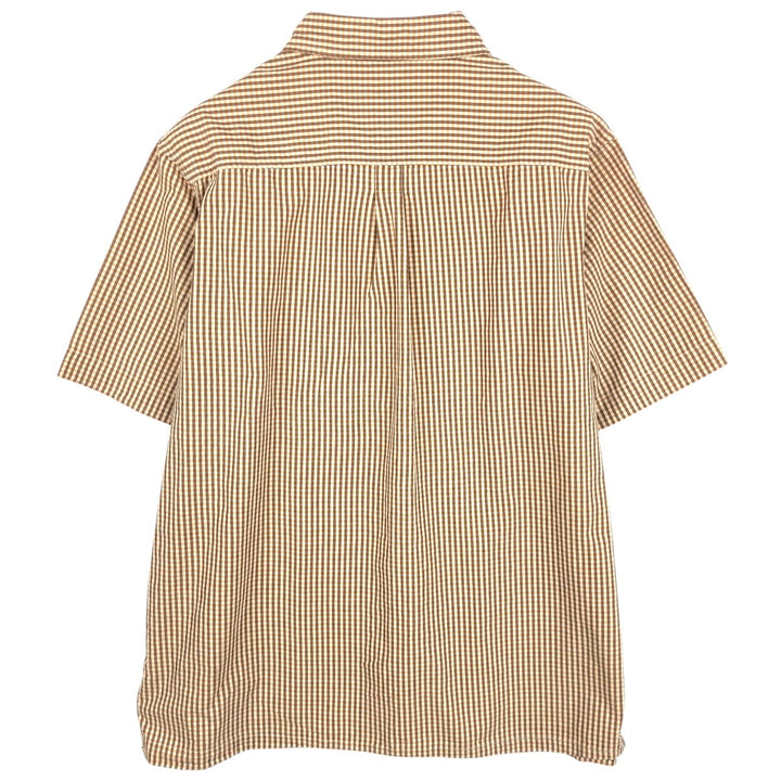 90'S Calvin Klein Jeans Short-Sleeve Cotton Check Shirt, Boxy Shirt, Men's Size XL (Equivalent), Vintage cotton brown type Vintage Second Hand