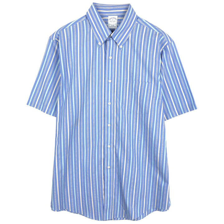 Brooks Brothers Est.1818 Short Sleeve Button-Down Striped Shirt, Men's Size L cotton blue type Vintage Second Hand
