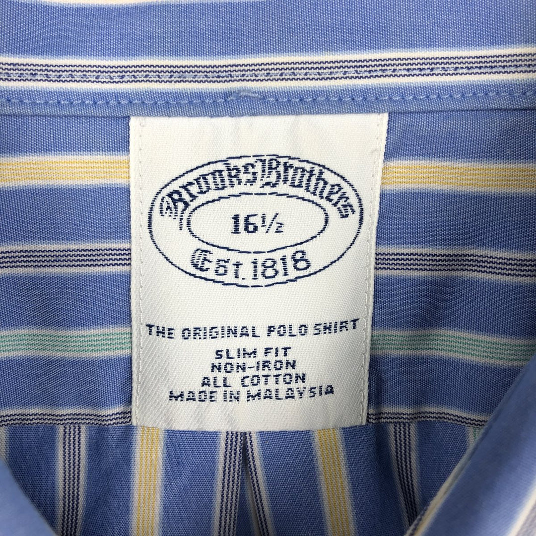 Brooks Brothers Est.1818 Short Sleeve Button-Down Striped Shirt, Men's Size L cotton blue type Vintage Second Hand
