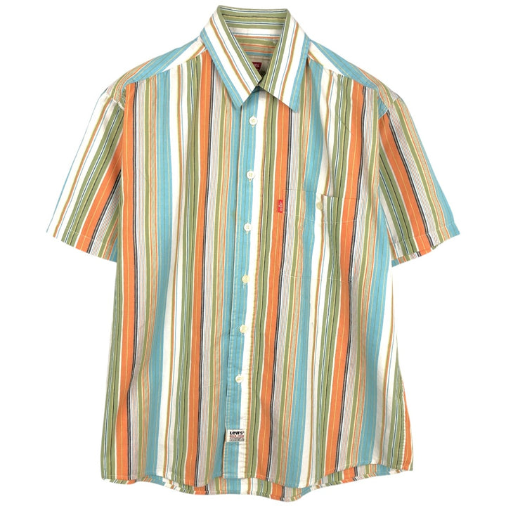 Levi's RED TAB Stripe Pattern Short-Sleeve Cotton Shirt, Men's Size M (approx.) cotton multicolor Vintage Second Hand