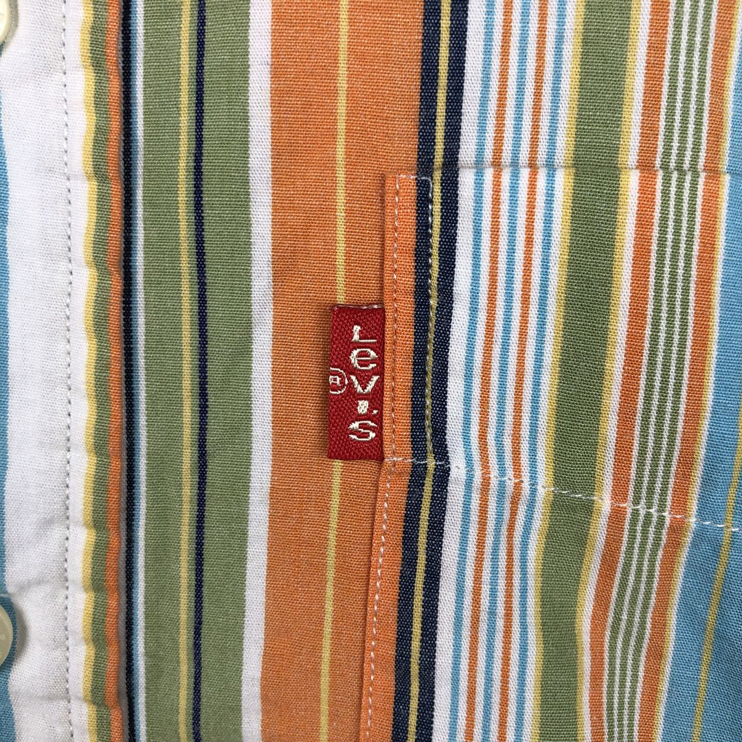 Levi's RED TAB Stripe Pattern Short-Sleeve Cotton Shirt, Men's Size M (approx.) cotton multicolor Vintage Second Hand