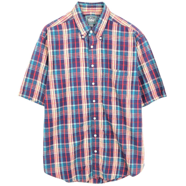 1990'S Woolrich Short-Sleeve Button-Down Check Shirt, Men's Size M (Equivalent), Vintage cotton multicolor Vintage Second Hand