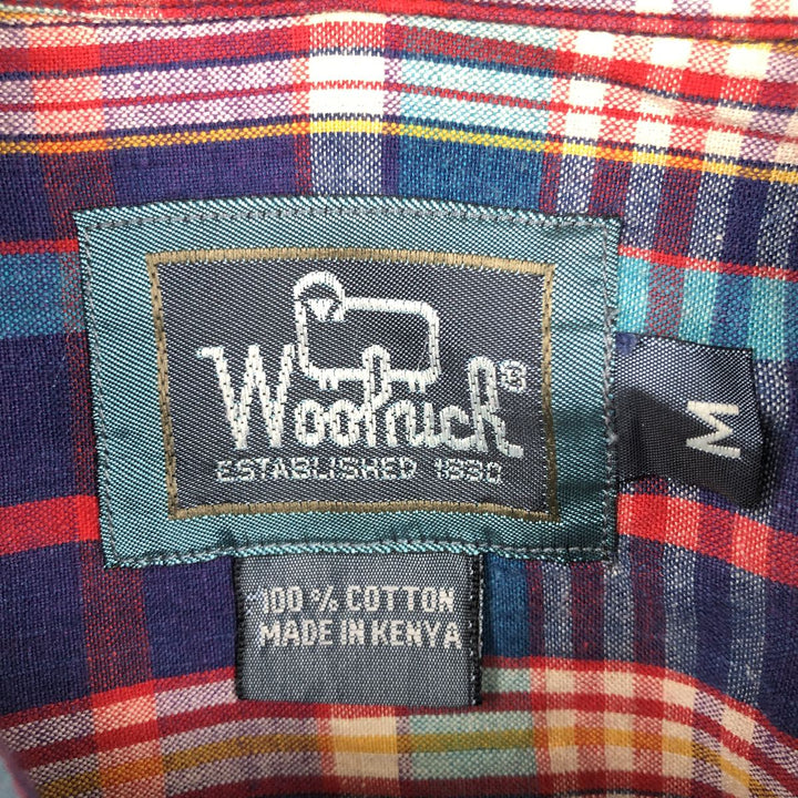 1990'S Woolrich Short-Sleeve Button-Down Check Shirt, Men's Size M (Equivalent), Vintage cotton multicolor Vintage Second Hand