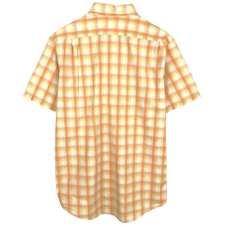 Lacoste short-sleeved button-down check shirt, size 40 (equivalent to men's M). cotton orange type Vintage Second Hand