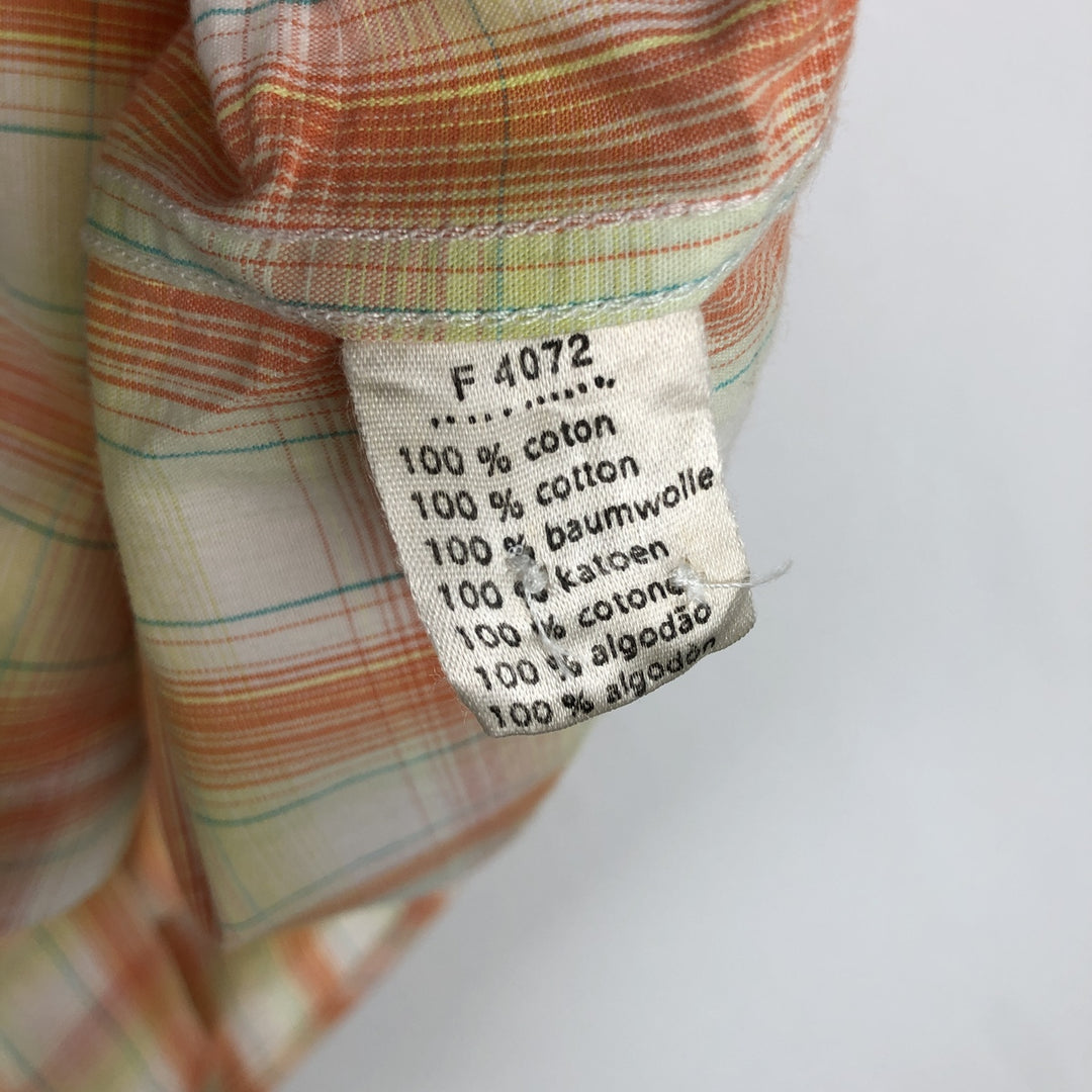 Lacoste short-sleeved button-down check shirt, size 40 (equivalent to men's M). cotton orange type Vintage Second Hand