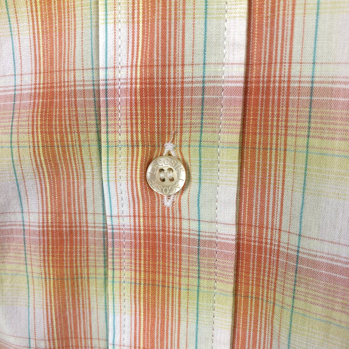 Lacoste short-sleeved button-down check shirt, size 40 (equivalent to men's M). cotton orange type Vintage Second Hand